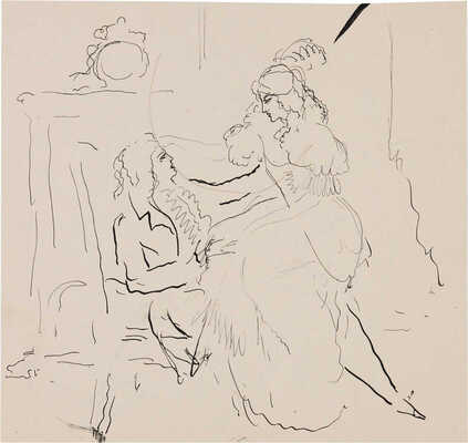 Бехтеев Владимир Георгиевич. Лот из 19 иллюстраций к роману Т. Готье «Девица Мопен» на 16 листах, на оборотной стороне наброски (для издательства Academia)